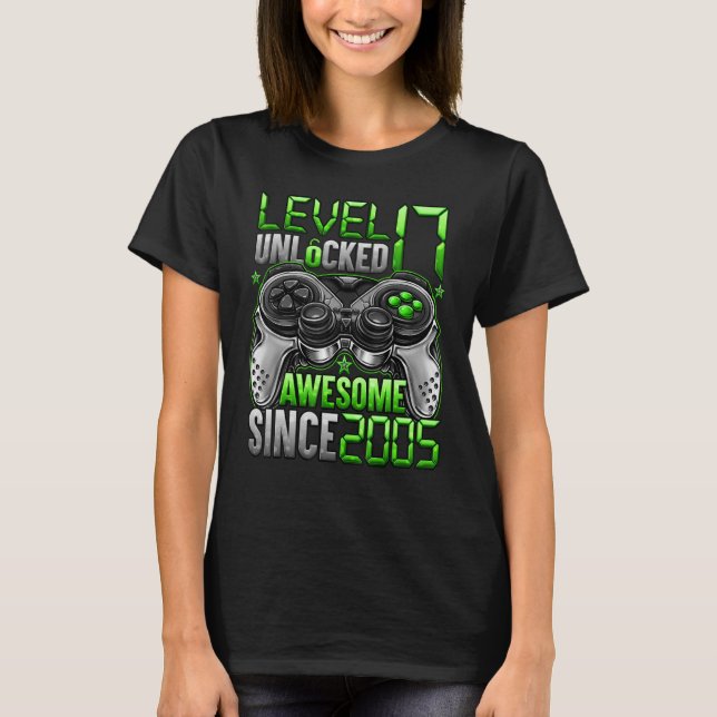 Camiseta Nivel 17 Desbloqueado desde 2005 17º cumpleaños (Anverso)