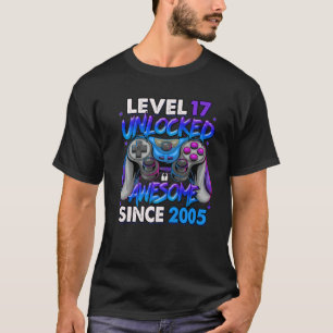 Camiseta Nivel 17 Desbloqueado Desde 2005 17º Cumpleaños