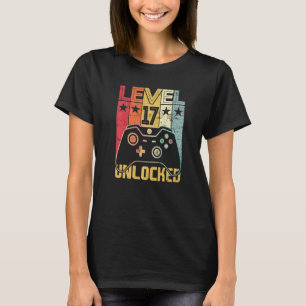 Camiseta Nivel 17 Desbloqueado Divertido Cumpleaños 17 17 A