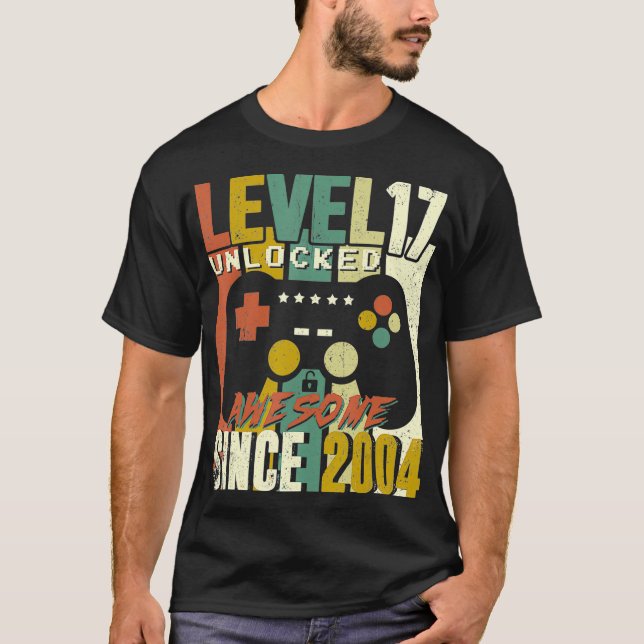 Camiseta Nivel 17 Desbloqueados Impresionante videojuego 17 (Anverso)