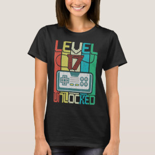 Camiseta Nivel 17 Video Gamer desbloqueado 17 cumpleaños