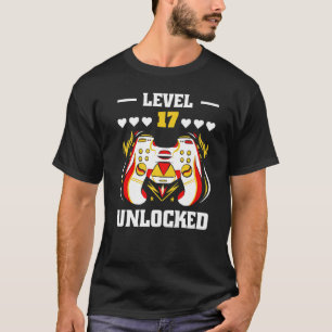 Camiseta Nivel 17 Video Gamer desbloqueado 17th Birthday Bo
