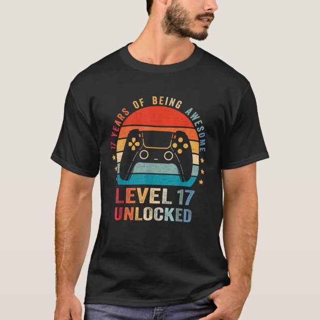 Camiseta Nivel 17 Video jugador divertido desbloqueado 17 c (Anverso)