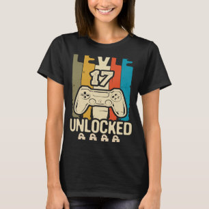Camiseta Nivel 17 Videojuego de 17º cumpleaños desbloqueado