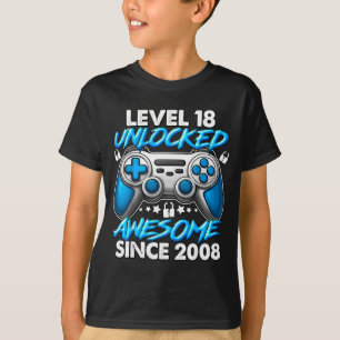 Camiseta Nivel 18 Desbloqueado Cumpleaños 18 Años Chicos