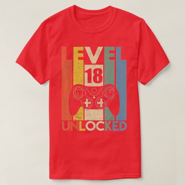 Camiseta Nivel 18 Desbloqueados 18º video cumpleaños regalo (Diseño del anverso)