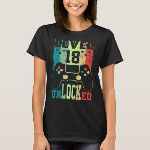Camiseta Nivel 18 Video Gamer desbloqueado 18º cumpleaños