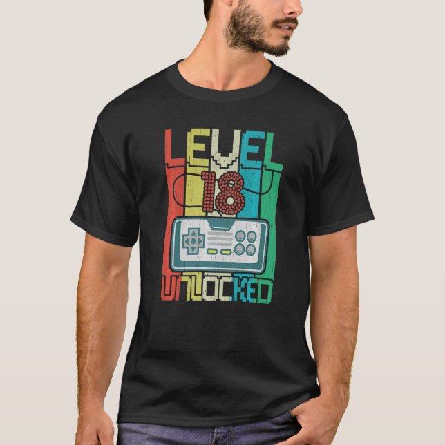 Camiseta Nivel 18 Video Gamer desbloqueado 18º cumpleaños (Anverso)