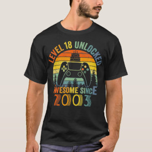 Camiseta Nivel 18 Video Gamer desbloqueado 18 años de edad 