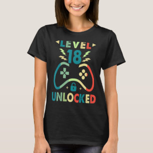 Camiseta Nivel 18 Video Gamer desbloqueado 18th Birthday Bo