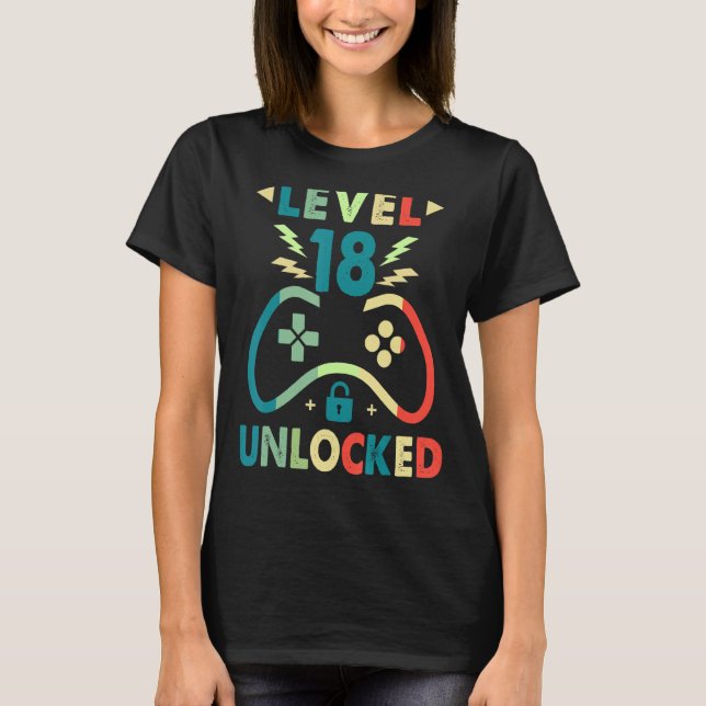Camiseta Nivel 18 Video Gamer desbloqueado 18th Birthday Bo (Anverso)