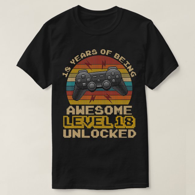 Camiseta Nivel 18 Video jugador divertido desbloqueado 18 c (Diseño del anverso)