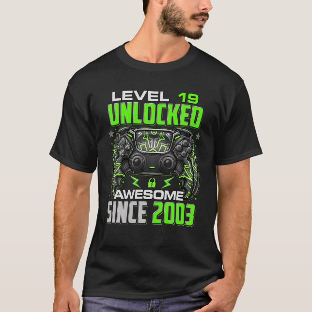 Camiseta Nivel 19 Desbloqueado Desde 2003 19º Cumpleaños (Anverso)