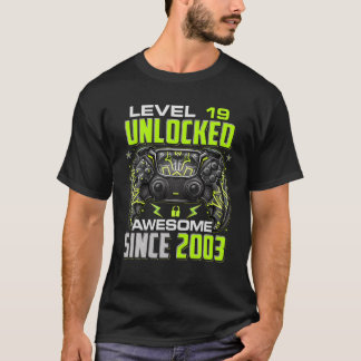 Camiseta Nivel 19 Desbloqueado Desde 2003 19º Cumpleaños