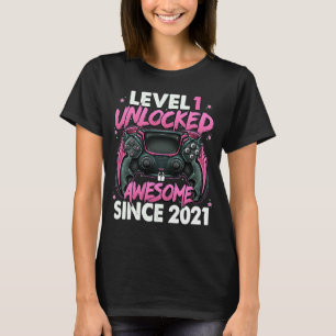 Camiseta Nivel 1 Desbloqueado desde 2021 Primer cumpleaños