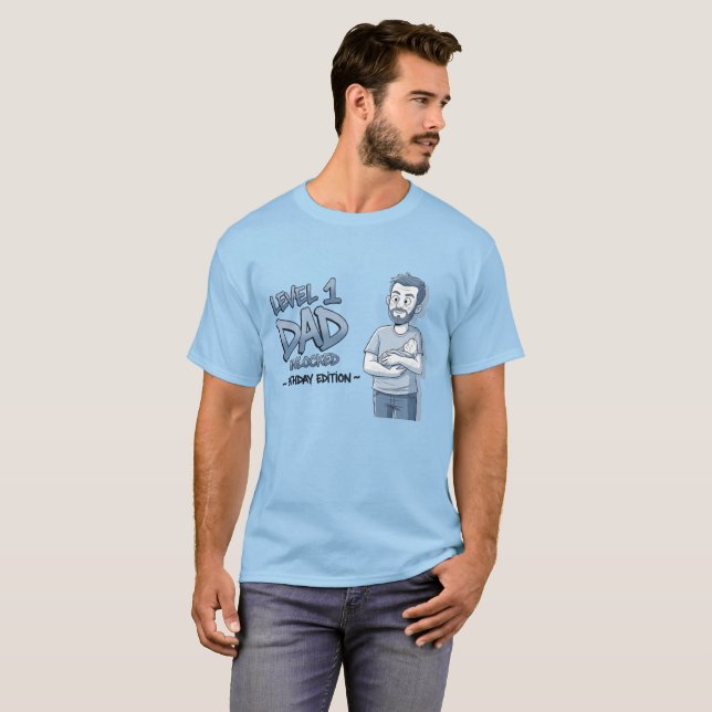 Camiseta Nivel 1 Papá Desbloqueado - Edición Cumpleaños (Anverso completo)