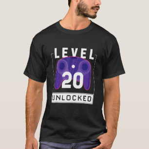 Camiseta Nivel 20 Desbloqueado 20 Aniversario de Jugador 1