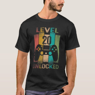 Camiseta Nivel 20 Desbloqueado 20 años de edad Video Gamer 