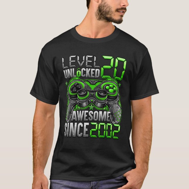 Camiseta Nivel 20 desbloqueado increíble desde 2002 20º cum (Anverso)