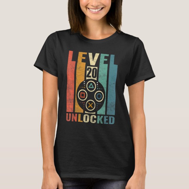 Camiseta Nivel 20 Desbloqueado juego divertido de videojueg (Anverso)
