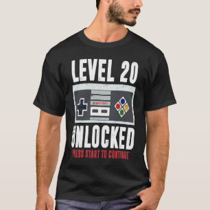 Camiseta Nivel 20 Desbloqueados Jugador de 20 años 20 cumpl