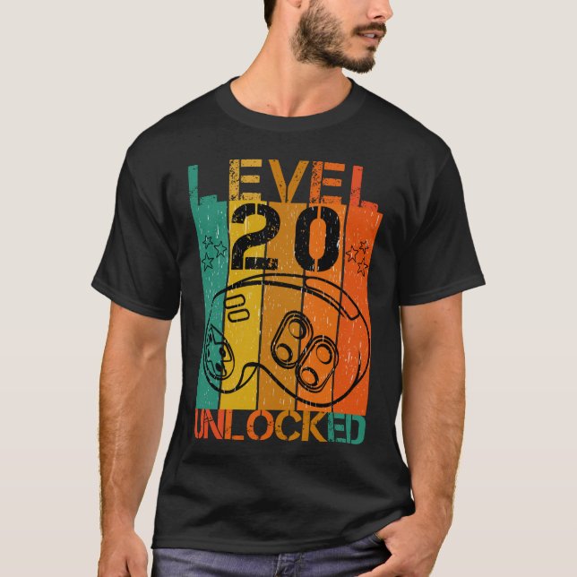 CAMISETA NIVEL 20 JUEGO DIVERTIDO DESBLOQUEADO GEEK 20º CUM (Anverso)