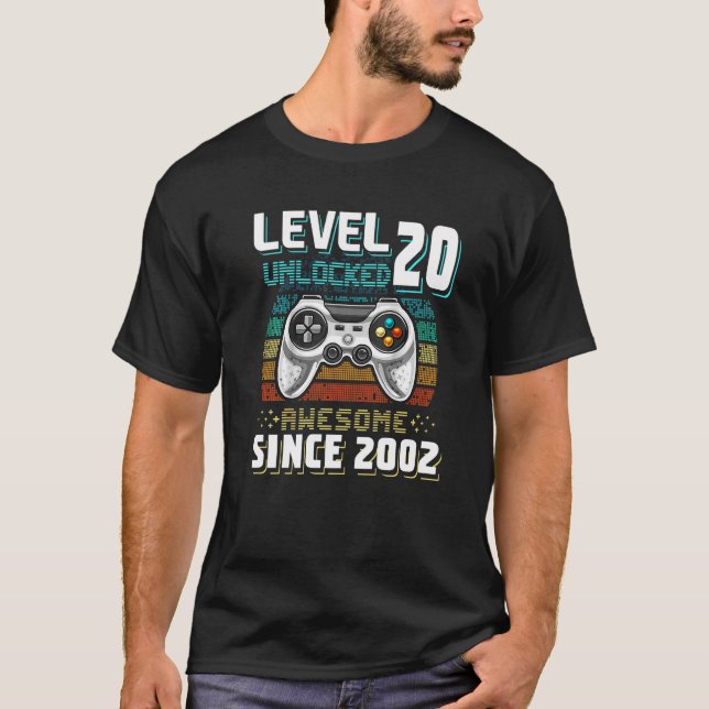 Camiseta Nivel 20 Unlocked Awesome 2002 Video Game 20th Bir (Anverso)