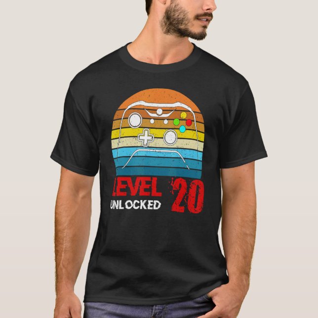 Camiseta Nivel 20 Video Gamer desbloqueado 20 años Hombres  (Anverso)