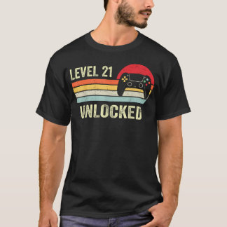 Camiseta Nivel 21 Desbloqueado Jugador de Videojuegos 21