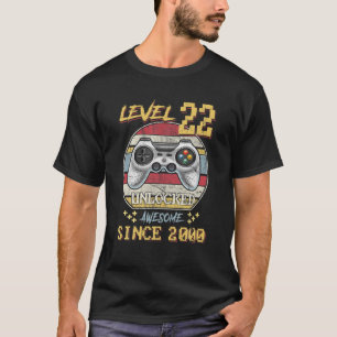 Camiseta Nivel 22 Cumpleaños Desbloqueado 22 Años Awesome S