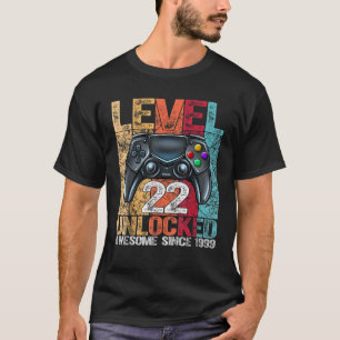 Camiseta Nivel 22 Desbloqueado desde 1999 22º cumpleaños