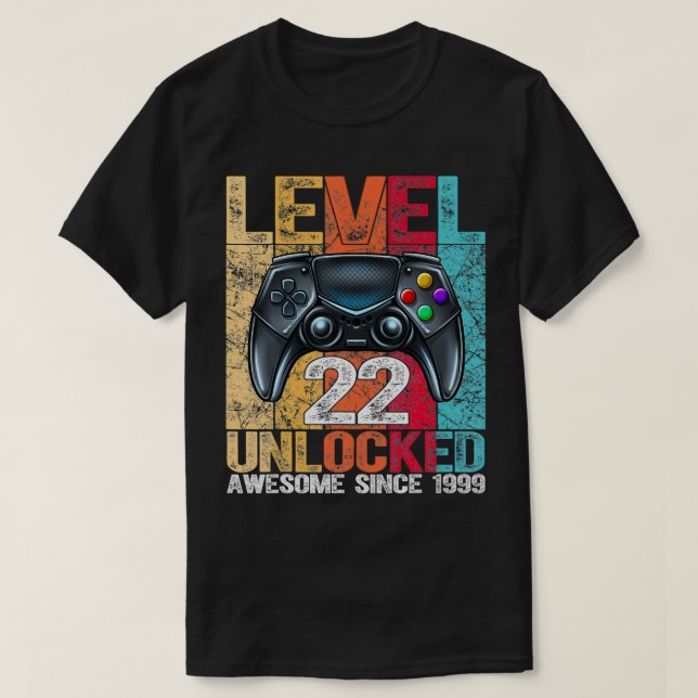 Camiseta Nivel 22 Desbloqueado desde 1999 22º cumpleaños (Diseño del anverso)