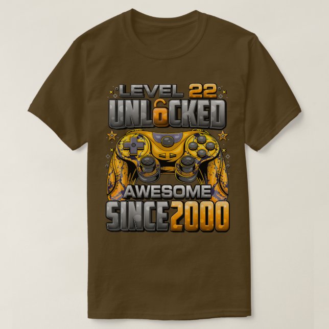 Camiseta Nivel 22 Desbloqueado desde 2000 22º cumpleaños (Diseño del anverso)