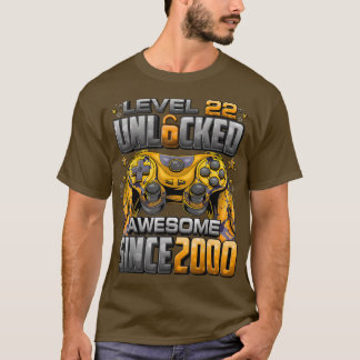Camiseta Nivel 22 Desbloqueado desde 2000 22º cumpleaños