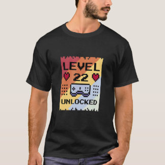 Camiseta Nivel 22 Desbloqueados Juegos de cumpleaños número