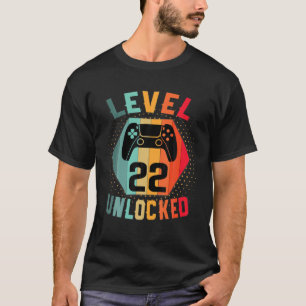 Camiseta Nivel 22 Jugador Vintage De Cumpleaños Desbloquead