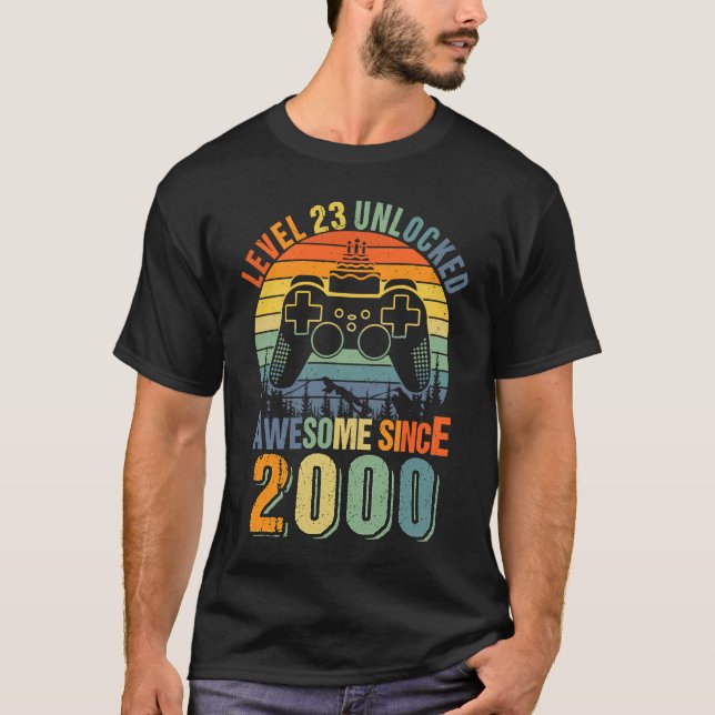 Camiseta Nivel 23 Desbloqueados 23 Jugador de Cumpleaños 20 (Anverso)