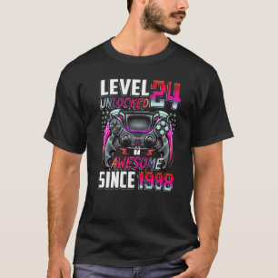 Camiseta Nivel 24 Desbloqueado desde 1998 24º cumpleaños