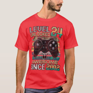 Camiseta Nivel 24 Desbloqueado Increíble Desde 2002 24º Cum