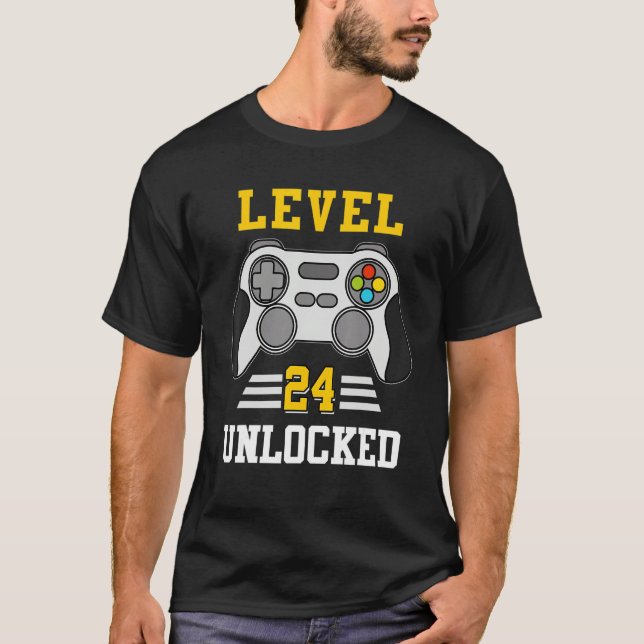 Camiseta Nivel 24 Juego de video divertido desbloqueado 24  (Anverso)