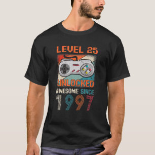 Camiseta Nivel 25 Cumpleaños Desbloqueado 25 Awesome Si