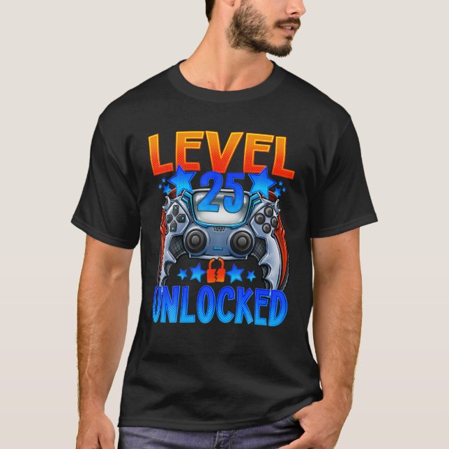 Camiseta Nivel 25 Desbloqueado Desde 1996 25º Cumpleaños (Anverso)