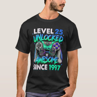 Camiseta Nivel 25 Desbloqueado Desde 1997 25º Cumpleaños