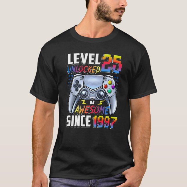 Camiseta Nivel 25 desbloqueado desde 1997 25º cumpleaños (Anverso)