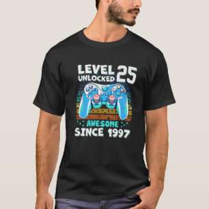 Camiseta Nivel 25 Desbloqueado Impresionante Desde 1997 Vid
