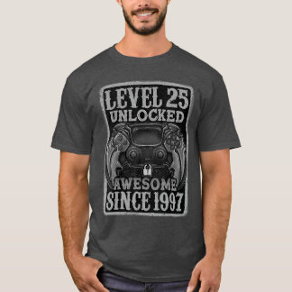 Camiseta Nivel 25 Desbloqueado Increíble Desde 1997 25º Cum