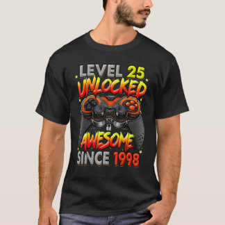 Camiseta Nivel 25 desbloqueado increíble desde 1998 25º cum