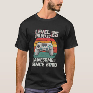 Camiseta Nivel 25 Desbloqueados Juegos de Cumpleaños de 25