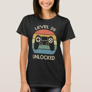 Camiseta Nivel 25 Desbloqueados Videojuego de cumpleaños nú