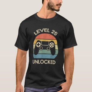 Camiseta Nivel 25 Desbloqueados Videojuego de cumpleaños nú